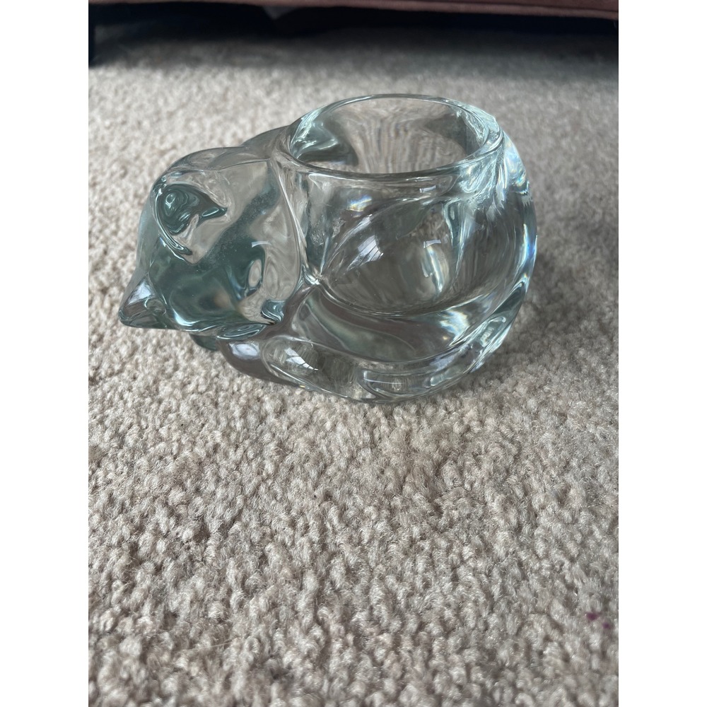 Indiana‎ Glass sleeping cat votive holder